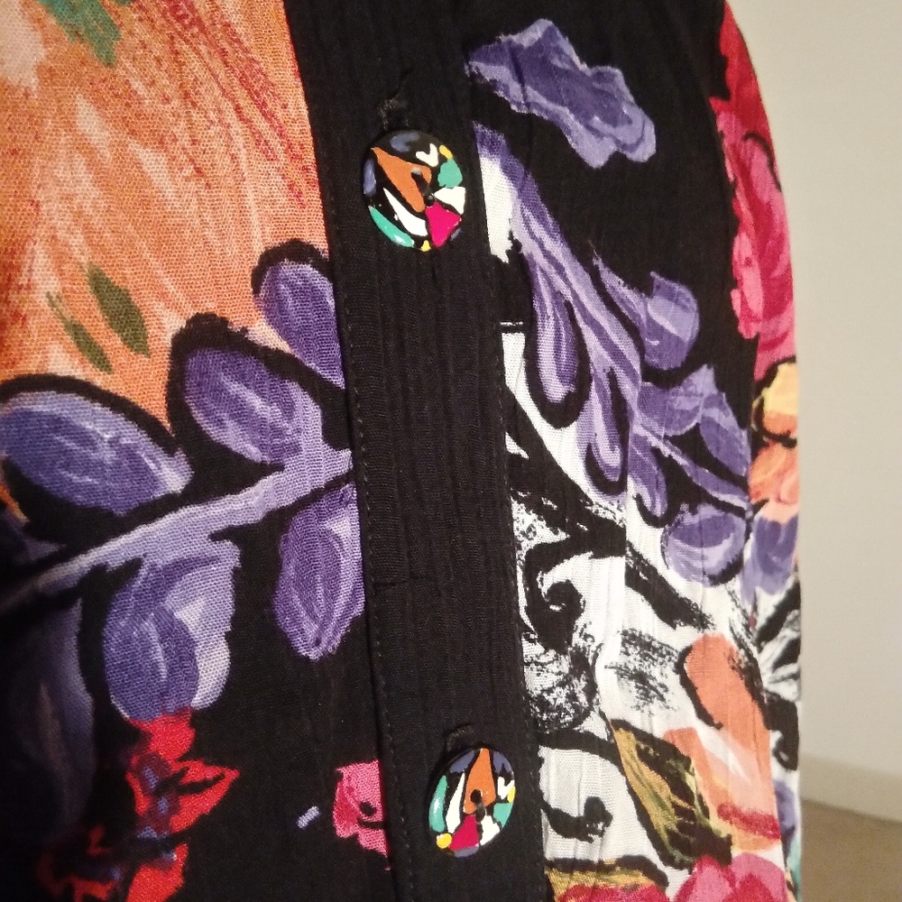 Carole Little, vintage, floral, drawstring top - Picture 5 of 7